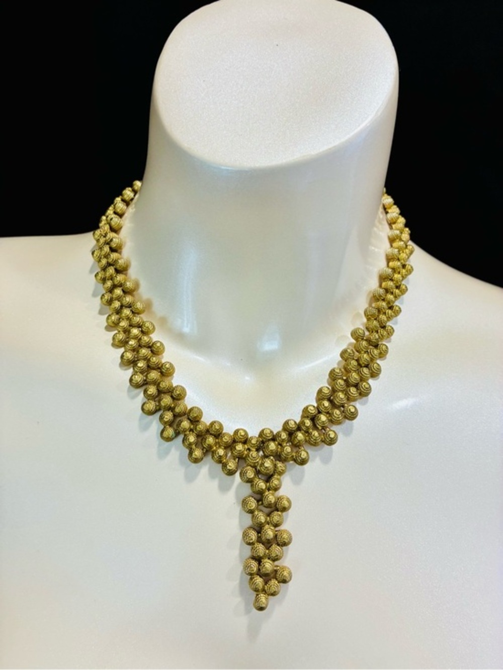 Textured Gold Cluster V-Drop Necklace - Women Jewelry